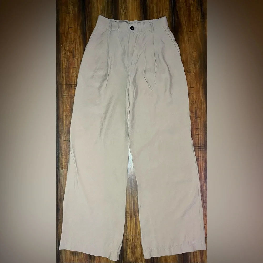 Zara Taupe Wide-Leg Pants